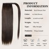 JIAMEISI Ponytail Extension Human Hair Wrap Around Clip in Hair Piece Ponytail Extension Human Hair Straight Ponytail Hair Extensions with Magic Paste 90G 20 Inch #2 Darkest Brown