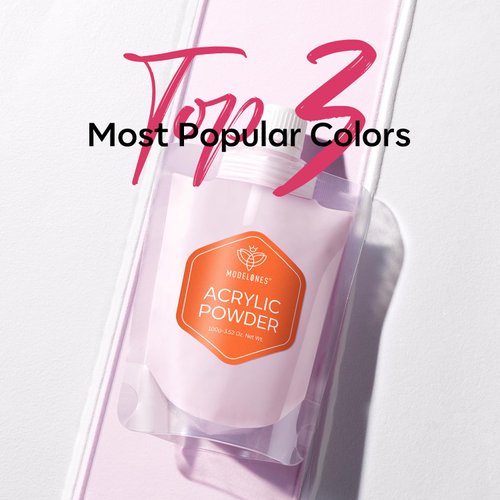 modelones 3.53oz Acrylic Powder Set- 3 Colors Clear/White/Pink, Premium Acrylic Nail Powder for for 3D Acrylic Nail Art Nail Carving French Nail Extension