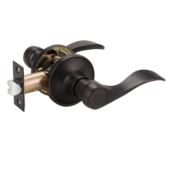 Probrico Interior Oil Rubbed Bronze Door Handle, Wave Style Passage Door Handles, Keyless Door Levers Lockset for Closet and Hallway (1 Pack, Modern)