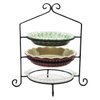 3 Tier Pie Plate Stand - Solid Satin Black Wrought Iron Triple Rack Display Amish Handmade in USA