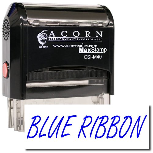 Classroom Stamp - Large Self-Inking Blue Ribbon Stamp with Vibrant Red Ink, Ideal for Computer Science Teachers, 7/8 x 2-1/4 Size - Durable and Easy to Use, Ideal for Grading and Feedback