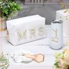 Karenhi 3 Pcs Wedding Bride Gift Set Include 6 oz Stainless Steel Wine Tumbler Bride Letter Cosmetic Toiletry Bag Silk Scrunchies Letter Patches Makeup Bag Hair Tie Wedding Gifts for Bride