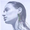 Sttiafay Vintage Emerald Crystal Threader Earrings Green Gem Drop Earrings Emerald Cz Square Earrings Gold Long Emerald Chain Earrings Jewelry for Women and Girls