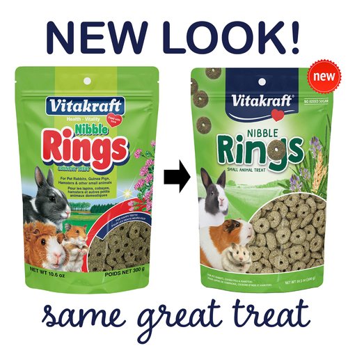 Vitakraft Nibble Rings Small Animal Treats - Crunchy Alfalfa Snack - For Rabbits, Guinea Pigs, Hamsters, and More
