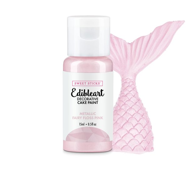 Sweet Sticks Edible Art Decorative Cake Paint 0.5 Ounce (15 Milliliters), Metallic Fairy Floss Pink