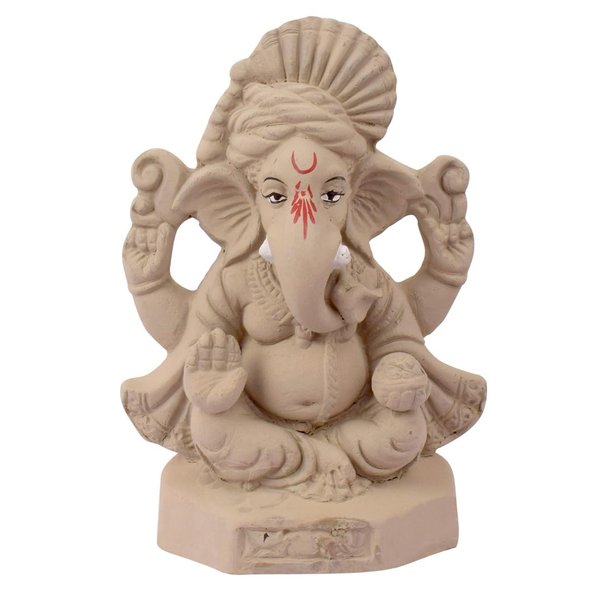 SATVIK 6 Inch Jaswand Eco-Friendly Ganesh Idol | Shadu Matti Clay | Biodegradable Ganpati for Ganesh Chaturthi
