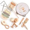 Baby Musical Instruments Set Wooden Montessori Musical Toys for Toddlers Neutral Colors Percussion Instruments Set with Modern Boho Xylophone Tambourine Educational Musical Toys for Preschool Kids