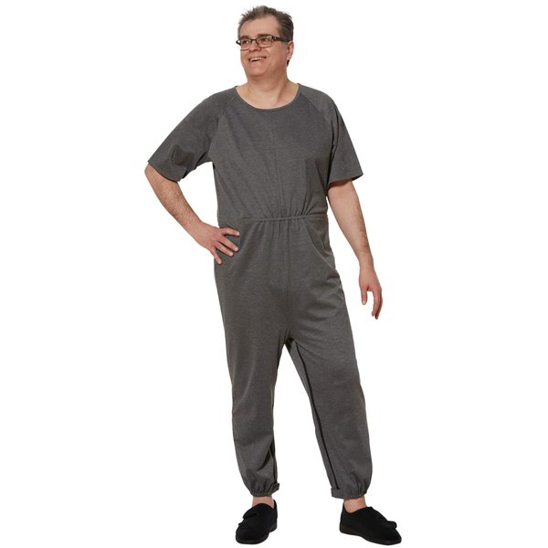 Ovidis Dementia Clothing - Alzheimers Anti-Strip Jumpsuit - Onesie for Elderly Men - Bobby Grey XL