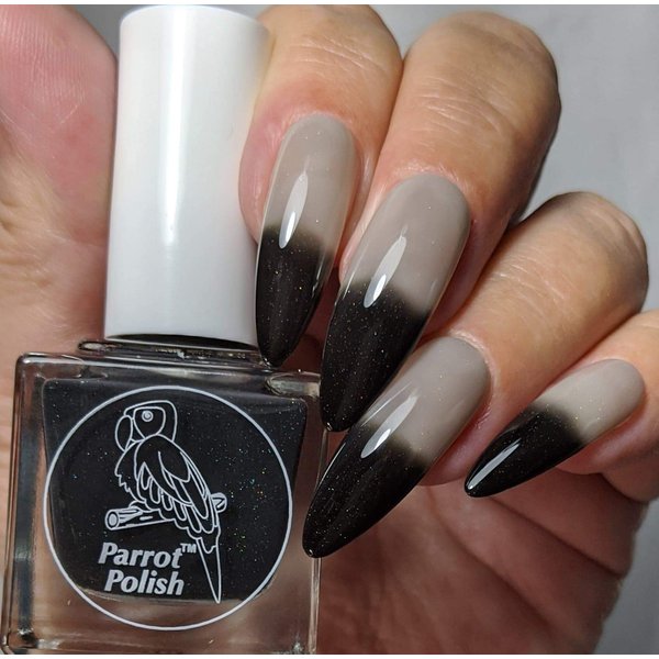 Parrot Polish Black Magic Thermal Nail Polish - Black/Clear Grey