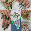 30Pcs Green Nail Rhinestones Nail Charms 3D Alloy Butterfly Cherry Crown Bow Nail Art Charm with Green Gems Crystal Shiny Nail Jewelry St Patrick’s Day Summer Women Nail Decorations