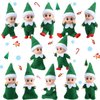 Cunno 12pcs Christmas Baby Elves Miniature Elf Doll Plush with Elf Clothes Xmas Elf Toy Accessories for Little Girls and Boys Christmas Advent Calendar Easter Decorations (Green)