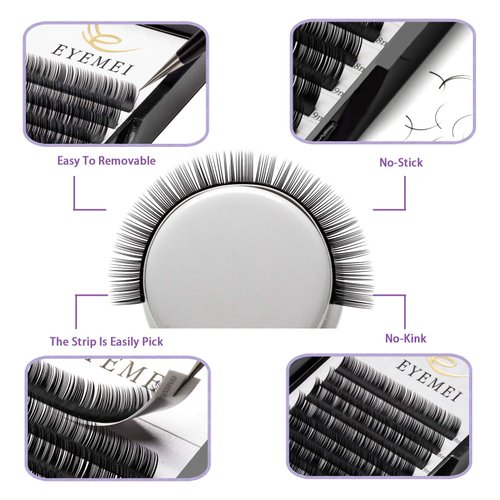 Eyelash Extensions 0.20mm C Curl 16mm Black Natural Faux Mink Eyelash Extensions Single length 3D False Eyelashes Professional Use by EYEMEI
