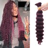 IXIMII Burgundy Deep Wave Human Braiding Hair 18 inch 100g 100% Human Hair Bulks 99j Color No Weft Curly Hair Extensions for Boho Braids