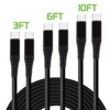 VOLT+ Dual 3Pack USB-C 20W Braided Cables Compatible with Android Windows/PC/Tablet Fast Gig Speeds! Three Hi-Speed Cables of 3ft/6ft/10ft (Black)