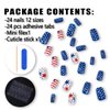 24pcs Short Square Press on Nails Independence Day Fake Nails with Glue 4th of July Blue Red White Nail Design Star Stripes False Nails for Women and Girls Full Cover Nail Tip Stick on Nails
