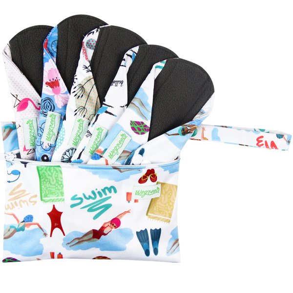 wegreeco Reusable Menstrual Pads for Women - Reusable Sanitary Pads | Reusable Panty Liners | Soft Cloth Menstrual Pads - 5 Pack, 1 Cloth Wet Bag (Medium, Dynamic)