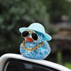 wonuu Dashboard Decoration Rubber Duck, for Car Ornament Accessories with Cowboy Hat Swim Ring Necklace Sunglasses, Z Glitter Blue&Sun Hat Blue&Blue