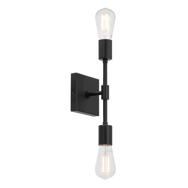 XiNBEi Lighting Black Wall Sconce, Retro 2 Light Bathroom Vanity Light with LED Bulb, Bathroom Sconces Wall Lighting XB-W2235-2-MB-LED