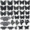 30Pieces Butterfly Lace Embroidered Appliques Sew On Patches for Wedding Bridal Dress Clothes Hair Accessories Sewing Craft DIY (Black)