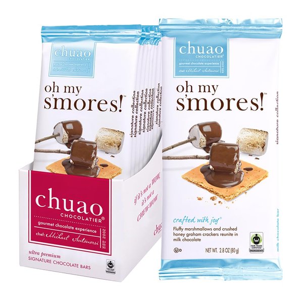 Chuao Chocolatier Oh My S'mores Milk Chocolate Bars | Gourmet Chocolate Artisan European No Preservatives | For Gift Baskets, Christmas, Valentines Day, Gifts for Women, Men, | 10 Pack