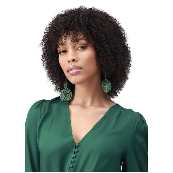 Bobbi Boss Short Curly Human Hair Wig for Black Women - MH1274 KOLI, Fluffy Kinky Curly Wigs with Bangs, Long Lasting with Easy Maintenance, Tangle Free, Short Curly Afro Wig, Real Human Hair Colored Wigs (FS4/27)