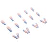 BABALAL Coffin Press on Nails Long French Fake Nails with Nail Glue Blue Glossy Glue on Nails 24pcs Ballerina Acrylic Nails Blue False Nails