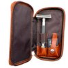 Parker Genuine Leather Double Edge Safety Razor Zippered Travel Case - Holds Safety Razor and Blade Pack