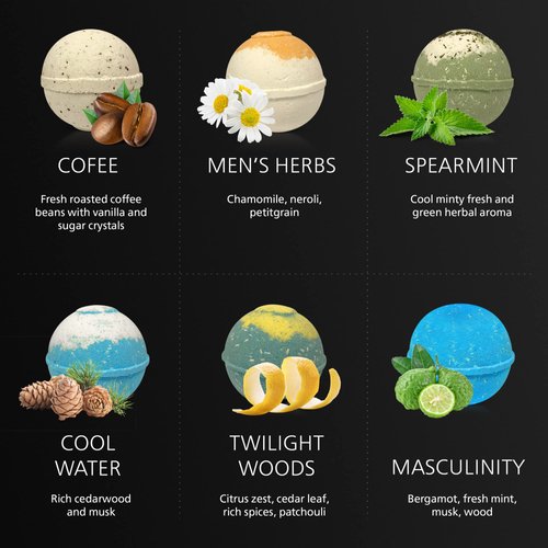 Organic Bath Bombs Gift Set for Men - Vegan Natural Ingredients - Absolutely Safe for Men - Relaxing Epsom, Himalayan, Dead Sea Salts & Essential Oils - Made in The USA