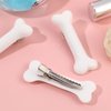 Beaupretty 4 Pieces Halloween White Dog Bone Hair Clips, Artificial Dog Bone Hairpins Alligator Barrettes Halloween Hair Accessories for Women Girls