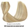 RECOOL Real Human Hair Balayage Light Blonde to Bleach Blonde Remy Invisible Wire Straight Clip in Hair Extensions(14 inch)