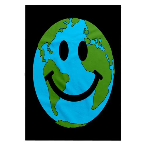 3dRose 22x30 Bath Hand Pool Towel - Happy World Planet Earth Smiling Face - Globe Earth Day - Smilie for Peace Eco Friendly Green Symbol Smiley Face Collection