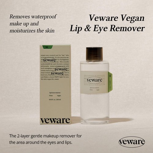 Veware Vegan Make up remover Cleansing micellar water 500ml 16.90 fl.oz./ Lip & Eye Remover 250ml 8.45 fl.oz. 100% Vegan Formula for Waterproof makeup (Lip and Eye makeup remover 250ml 8.45 fl.oz.)