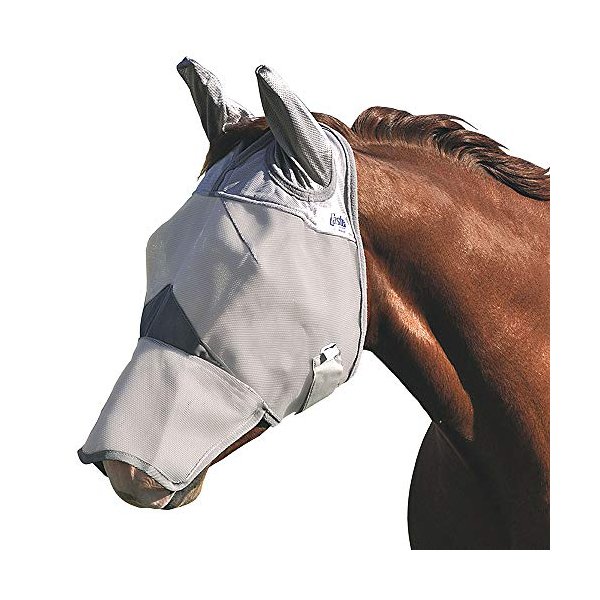 Cashel Crusader Horse Fly Mask with Long Nose and Ears, Grey, Arabian