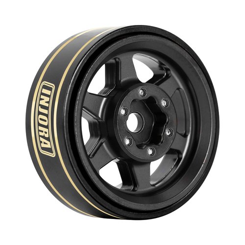 INJORA 1.0 Plus Brass Beadlock Wheel Rims 6-Spoke Wheels for TRX4M AX24 SCX24 FCX24 1/24 1/18 RC Crawler,42g/pcs (Black)