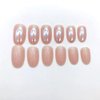 Almond Press on Nails Short Round Fake Nails Chrome Gloss False Nails with Glitte Powder Designs Acrylic Nails Press on Artificial Nails Stick on Nails for Women 24Pcs Nail Press ons