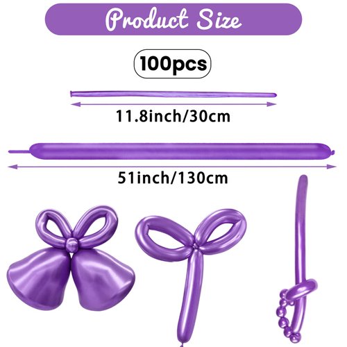 HYKJNBW Long Balloons for Balloon Animals, 260 Balloons Art Kit for Twisting, Skinny Modeling Balloons Supplies for Birthday Party Wedding Festival Decorations 100pcs