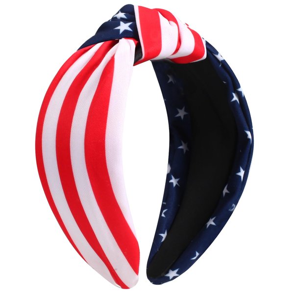 Ardorchid American Flag Headbands for Women Girls Patriotic Independence Day 4th of July Headband USA Red White and Blue Star Hair Accessories Stripe Wide Knotted Headband Hair Hoop Gifts