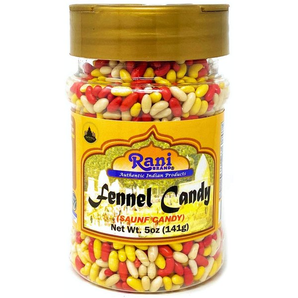 Rani Sugar Coated Fennel Candy 5oz (141g) PET Jar ~ Indian After Meal Digestive Treat | Vegan | Gluten Friendly | NON-GMO | Indian Origin