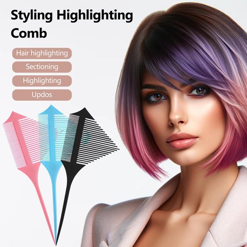 3-Pack Hair Styling Comb Set, Professional Anti-Static Hairdressing Tips Comb, Split Teeth Design for Combing and Dyeing, Rat Tail Comb