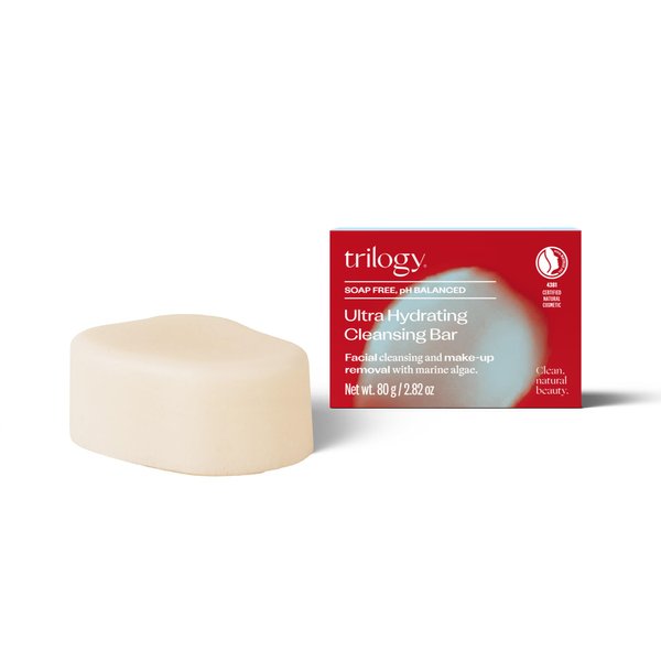 Trilogy Ultra Hydrating Cleansing Bar, Daily Face Wash With Marine Algae, Soap-Free, pH Balanced, 2.82 fl oz
