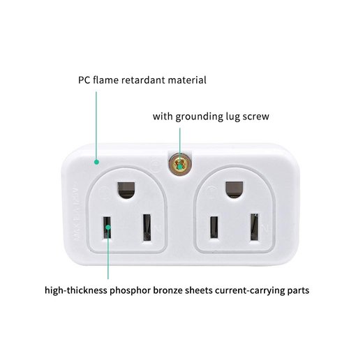 SYCON Adapter Outlet Extender, 2-Prong Mini Wall Plug, Multi Outlet Splitter with 4 Outlets