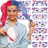 10Sheets 4th of July Glitter Face Temporary Tattoo Stickers Independence Day Glow in The Dark Red White Blue USA Flag Star Heart Eye Body Makeup Decals for Women Girls Costume Parade Party Decor