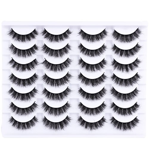 Mebver Lashes Eyelashes 8D Fluffy False Eyelashes Wispy Faux Mink Lashes Light Weight Fake Eyelashes Cat Eye Lashes 14 Pairs Pack