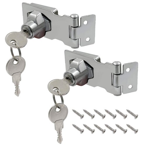 Kyuionty 2Pcs Keyed Hasp Locks 2.5 Inch Twist Knob Keyed Locking Hasp, Metal Safety Hasp Latches Keyed Different for Small Doors, Cabinets (Sliver)