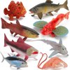 Fantarea 8 PCS Ocean Sea Marine Animal Model Figures Salmon Tuna Ratfish Figurines Party Favors Supplies Cake Toppers Decoration Collection Set Toys for 5 6 7 8 Years Old Boys Girls Kid Toddlers