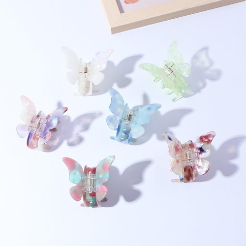 Leadigol 6PCS Butterfly Acetate Hair Clips,Crab Clips Sweet Hairpin Butterfly Candy Colors Hair Accessories Butterfly Girls Headwear Hair Catch Clip for Women and Girls