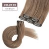 FUBILI Ash Brown clip in hair extensions Natural Remy Real Human straight Hair Extensions 30g 5pcs 18 Inch