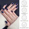 DUKASOU Semi Cured Gel Nail Strips, Royal Blue 28 PCS Solid Color Gel Nail Strips Works with UV Light, Salon Quality Gel Nail Stickers Full Nail Wraps
