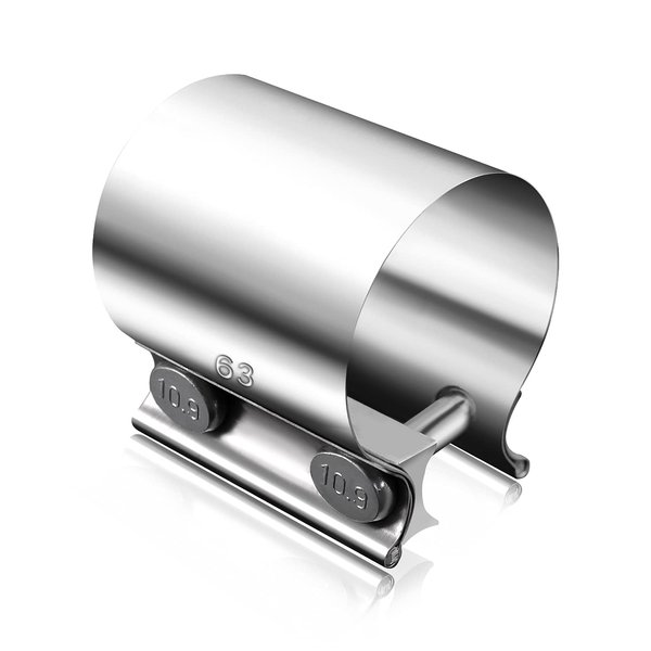 Tnuocke 2.5" Butt Joint Band Exhaust Seal Clamp Sleeve,63mm Stainless Steel Exhaust Sleeve Band for Exhaust Pipe, Muffler,Manifolds,Coupler H-031-63
