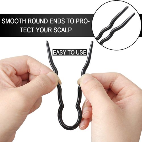 40 Pcs Plastic U Shaped Hair Pins Grip Pins Fast Spiral Hair Braid Twist Styling Clip Pin for Lady, Girl, Women (Black + Brown)